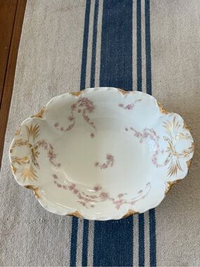 Haviland Limoges Porcelain Schleiger ?525 Pink Gold Floral Serving Bowl